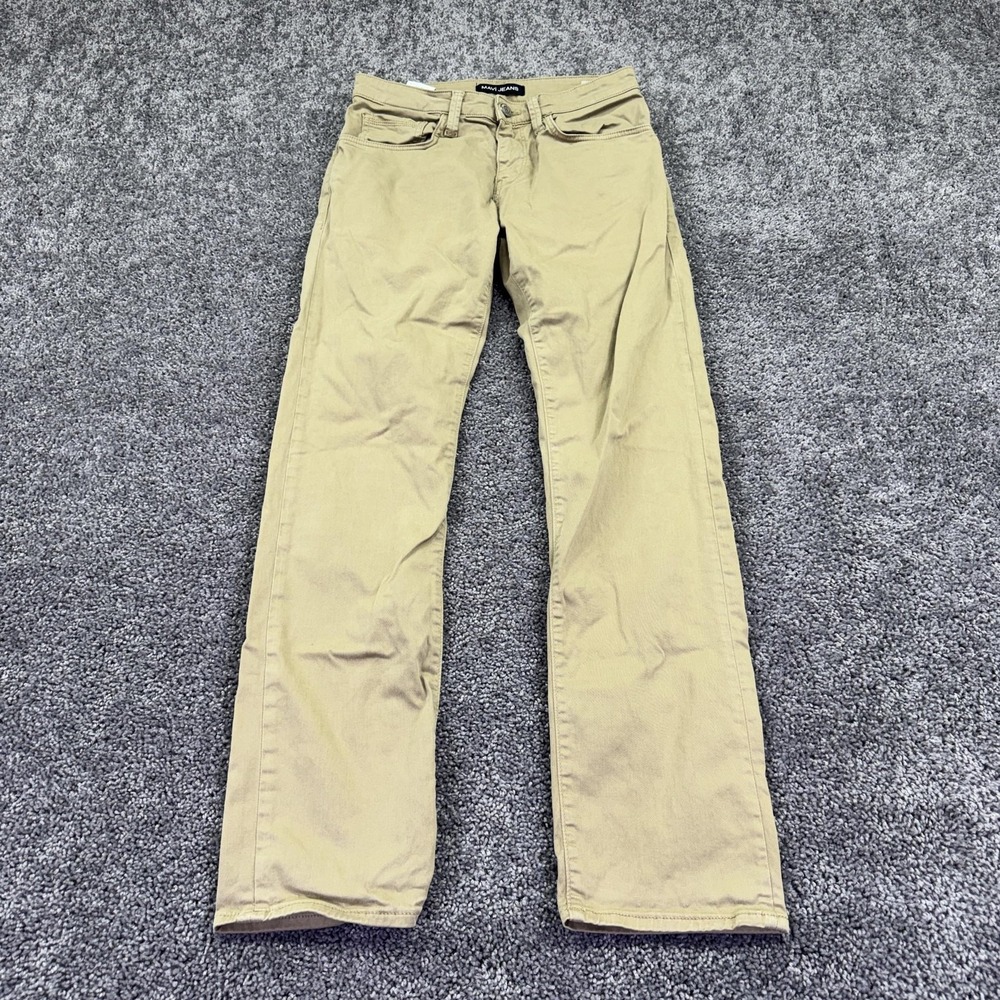 Mavi Zach Jeans Mens 30x32 Beige Regular Straight Denim Stretch Logo Casual